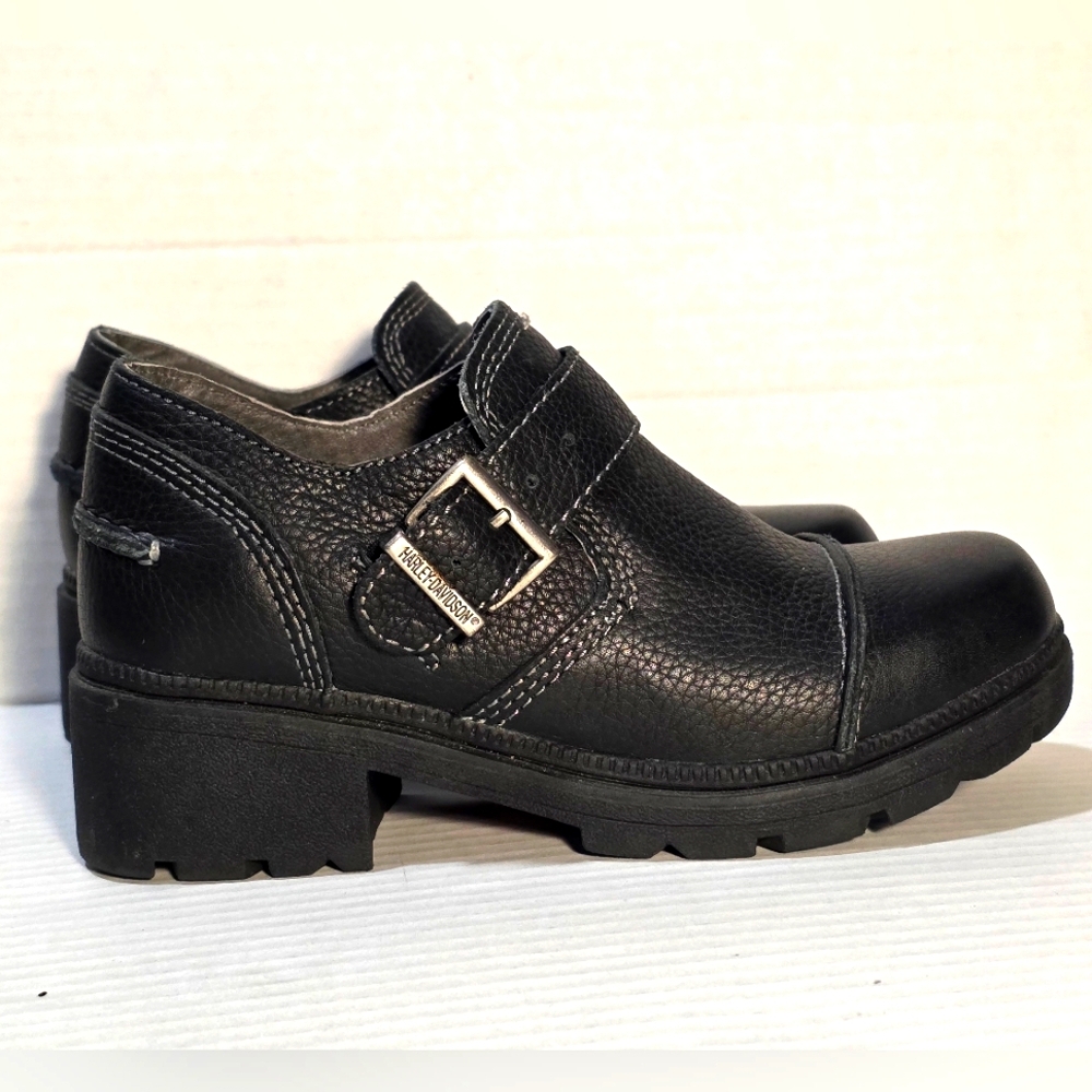 Harley Davidson Ankle Boots Womans Size 5 Leather Black Like New